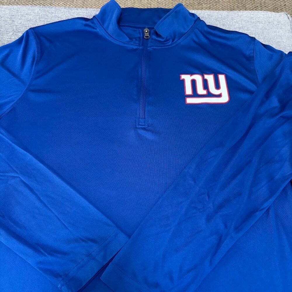 NFL Team Apparel New York  Giants Men's Quarter Zip Long Sleeve T-Shirt